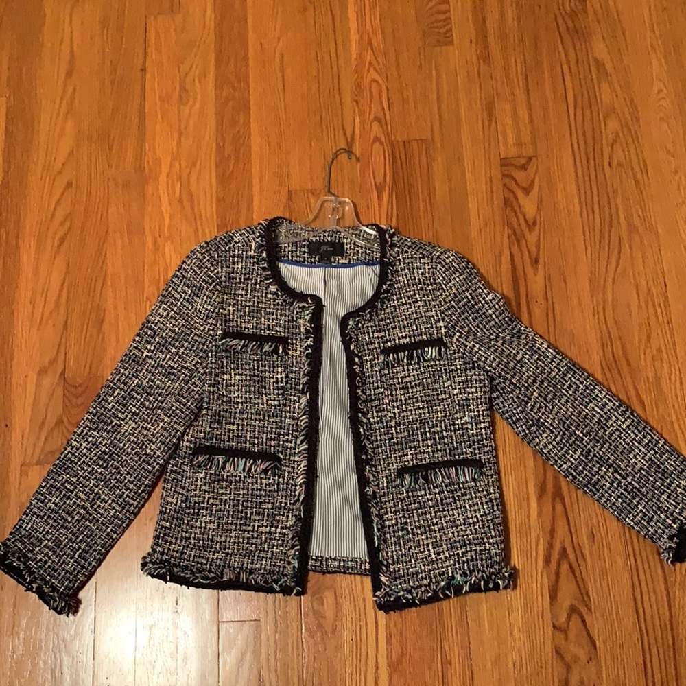 J. Crew Multi Color / Shimmer and Fringe Chanel-esque Blazer